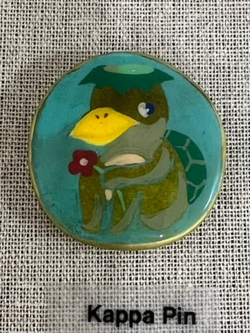 Pendragonfruit - Mini Blue Oni Pin - Original Art- Yokai Exhibition (SOLD OUT)