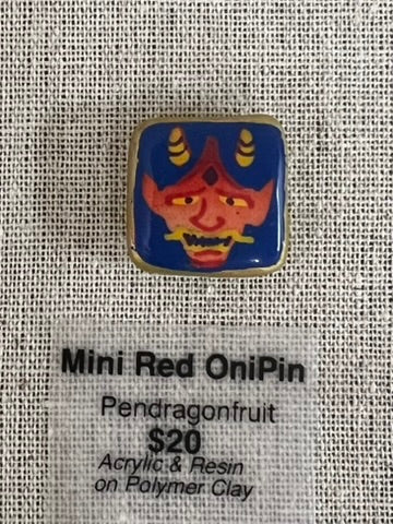 Pendragonfruit - Mini Red Oni Pin - Original Art- Yokai Exhibition