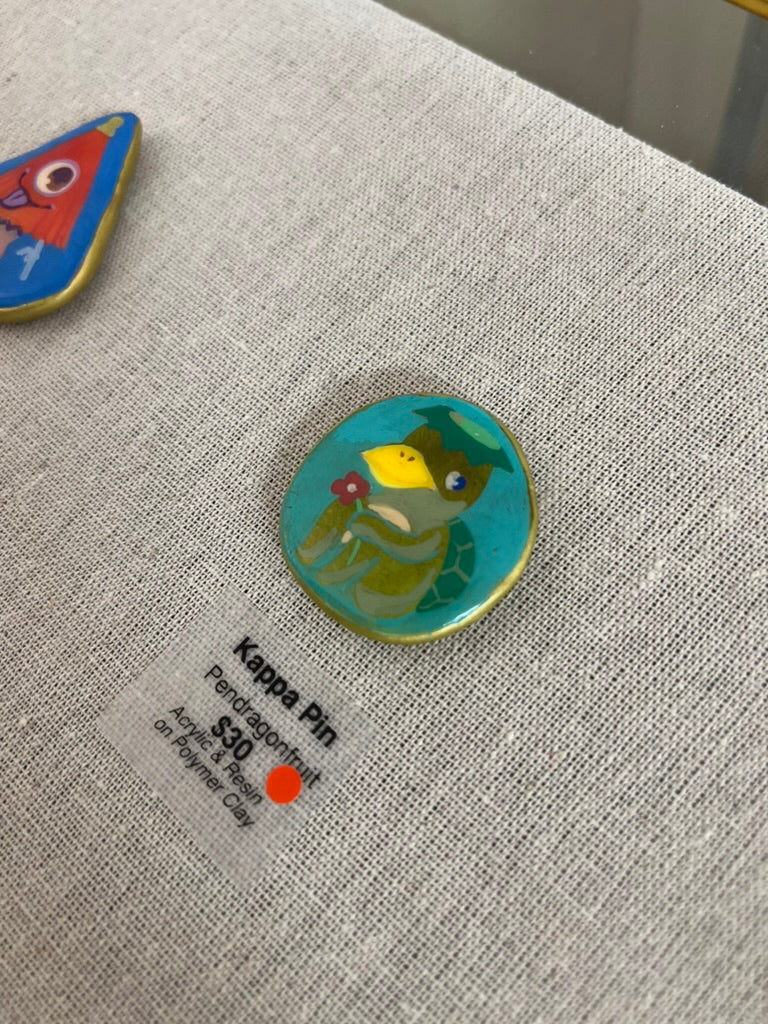 Pendragonfruit - Mini Blue Oni Pin  - Original Art- Yokai Exhibition (SOLD OUT)