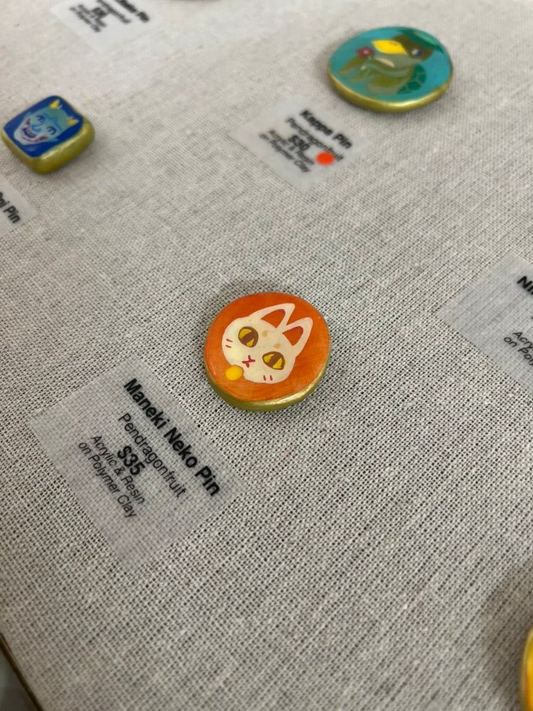 Pendragonfruit - Maneki Neko Pin - Original Art- Yokai Exhibition