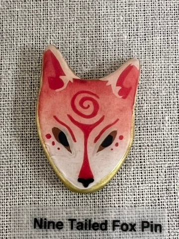 Pendragonfruit - Nine Tailed Fox Pin - Original Art- Yokai Exhibition