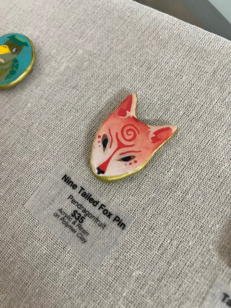 Pendragonfruit - Nine Tailed Fox Pin - Original Art- Yokai Exhibition