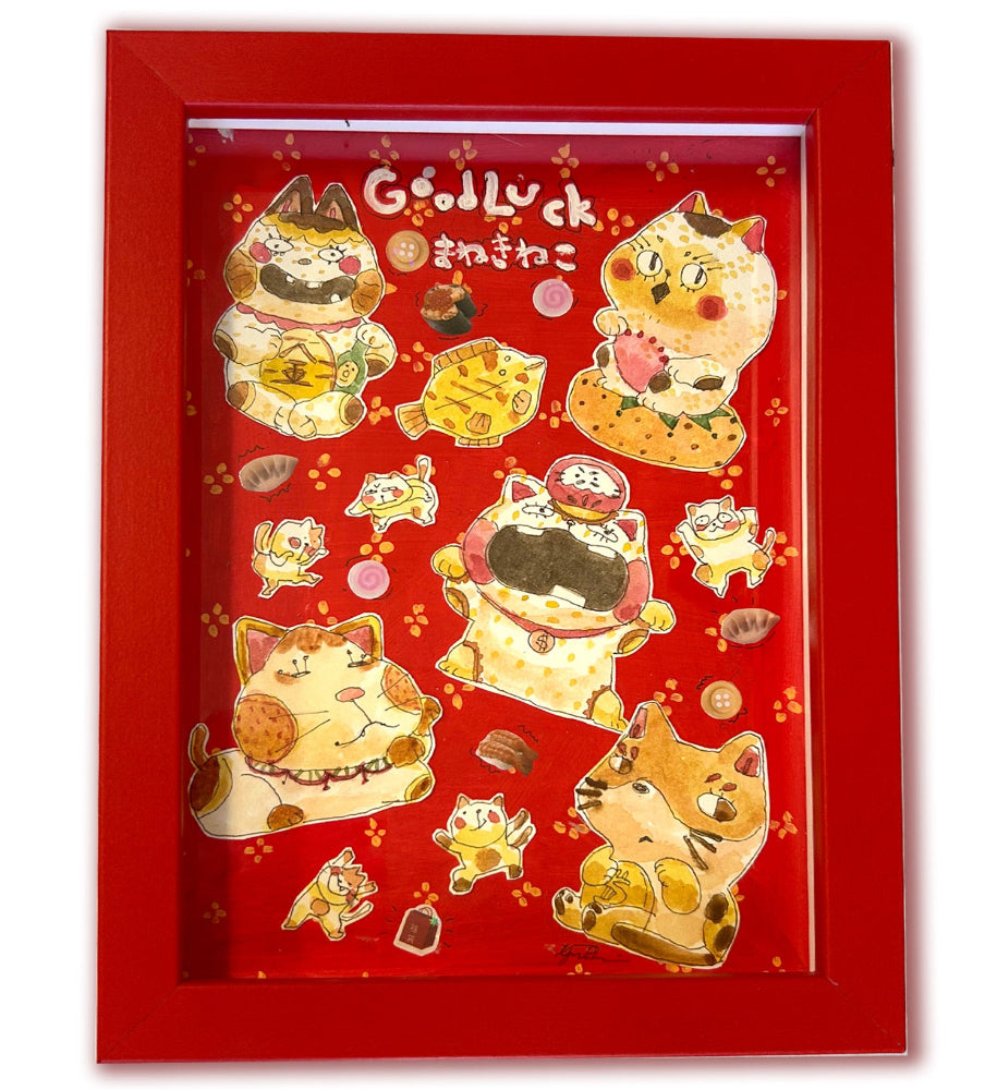 Yuki Mori  - A Lot of Cat - Original Art- Maneki Neko Exhibition