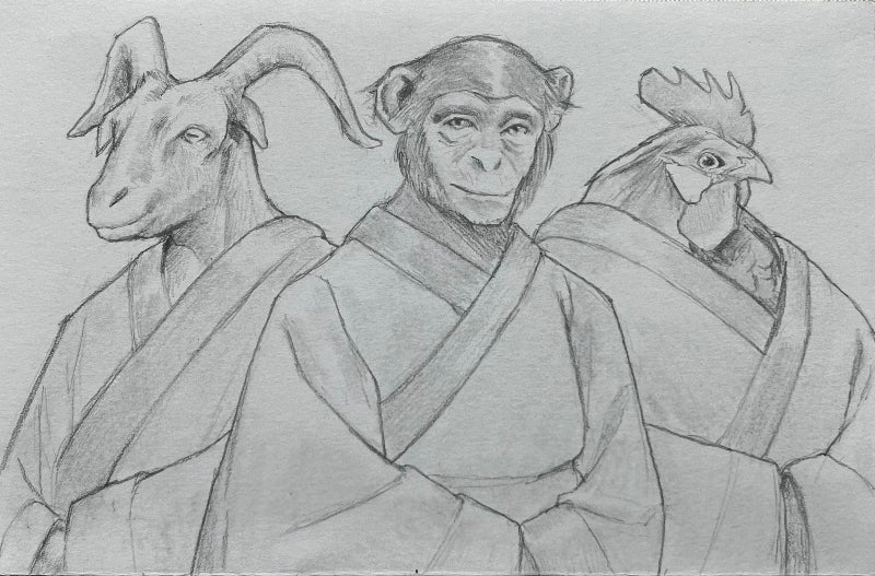 Jason Le Traditional Art piece #190 - The 4"x 6"- Chinese Zodiac Show