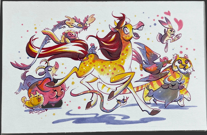 Brainne Drouhard Traditional Art piece #2 -  The 4"x 6"- Chinese Zodiac Show