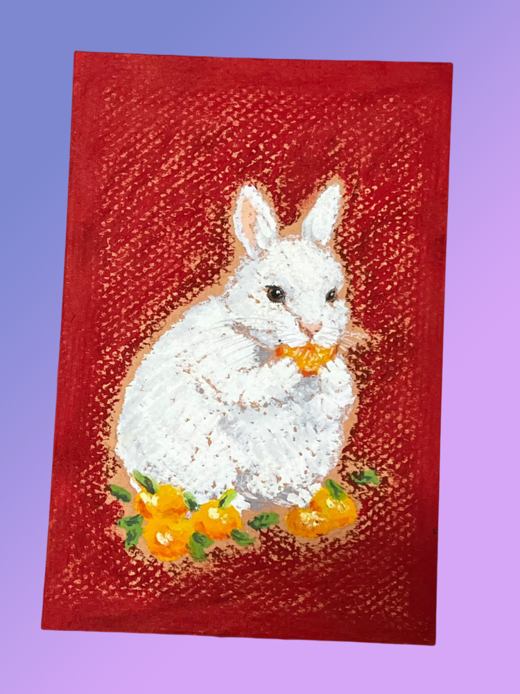 Yee Paints Traditional Art piece #118 Rabbit -  The 4"x 6"- Chinese Zodiac Show
