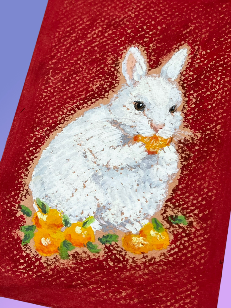 Yee Paints Traditional Art piece #118 Rabbit -  The 4"x 6"- Chinese Zodiac Show
