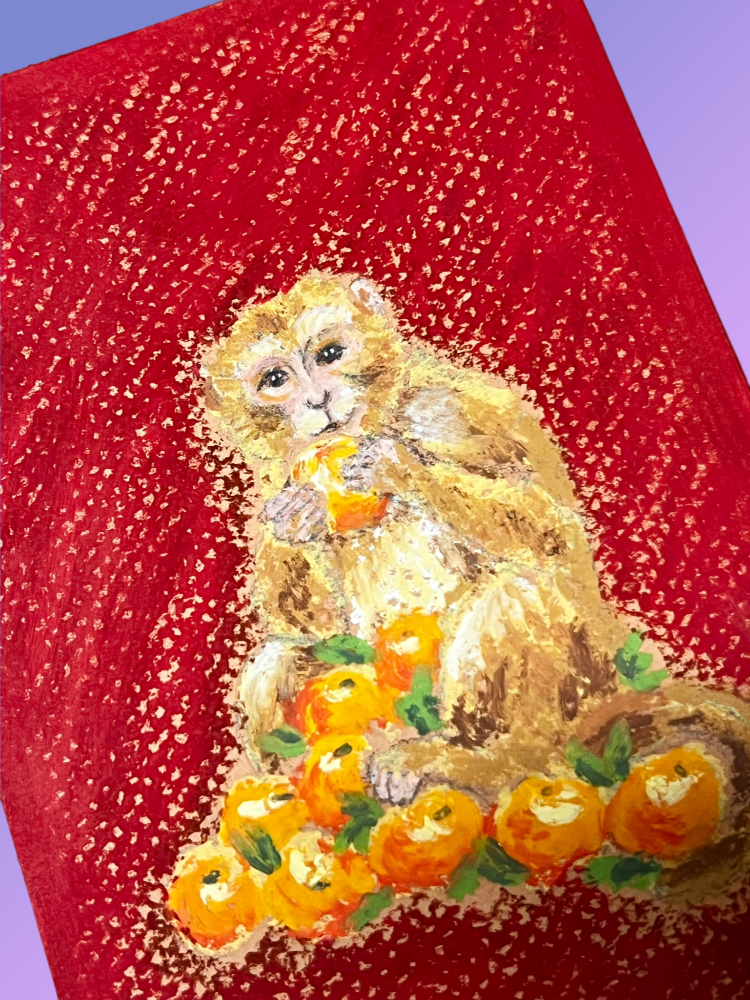 Yee Paints Traditional Art piece #122 Monkey -  The 4"x 6"- Chinese Zodiac Show