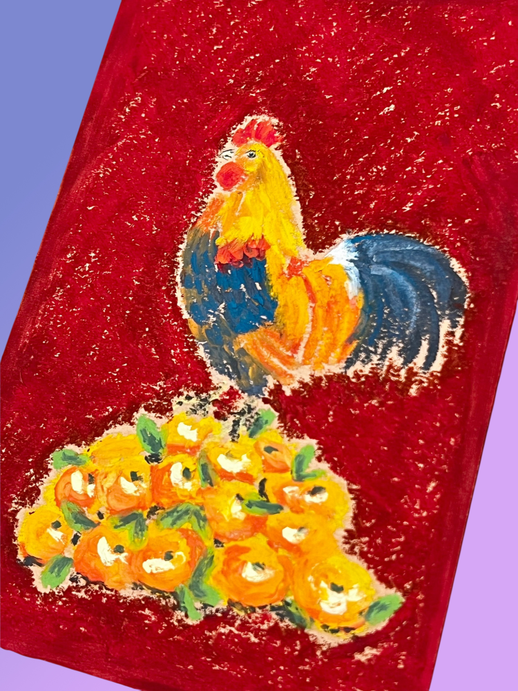 Yee Paints Traditional Art piece #123 Rooster -  The 4"x 6"- Chinese Zodiac Show