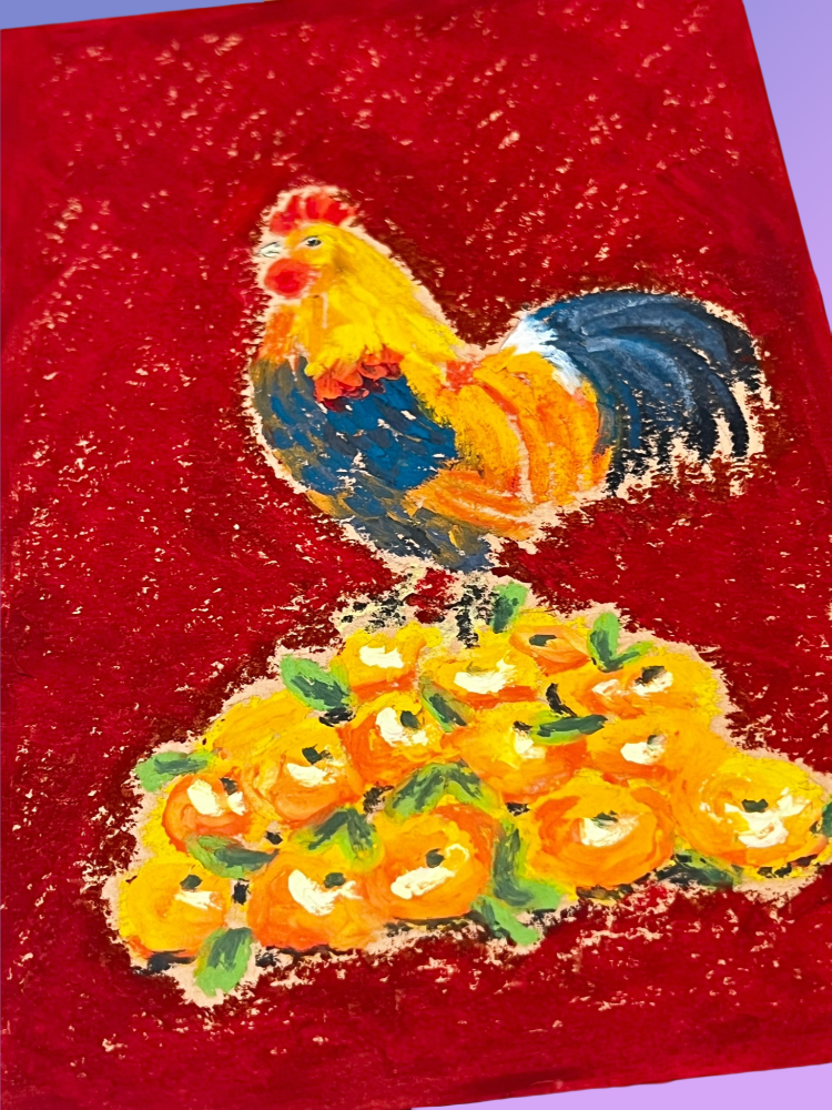 Yee Paints Traditional Art piece #123 Rooster -  The 4"x 6"- Chinese Zodiac Show