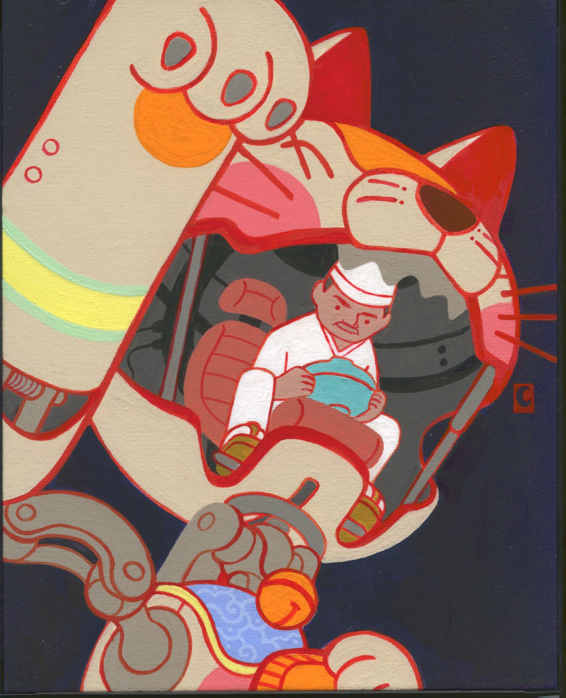 Sumin Ha - Super Neko Series - 02 - Original Art- Maneki Neko Exhibition